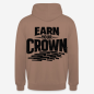 Preview: EARN YOUR CROWN Hoodie in mokka mit Rückendruck